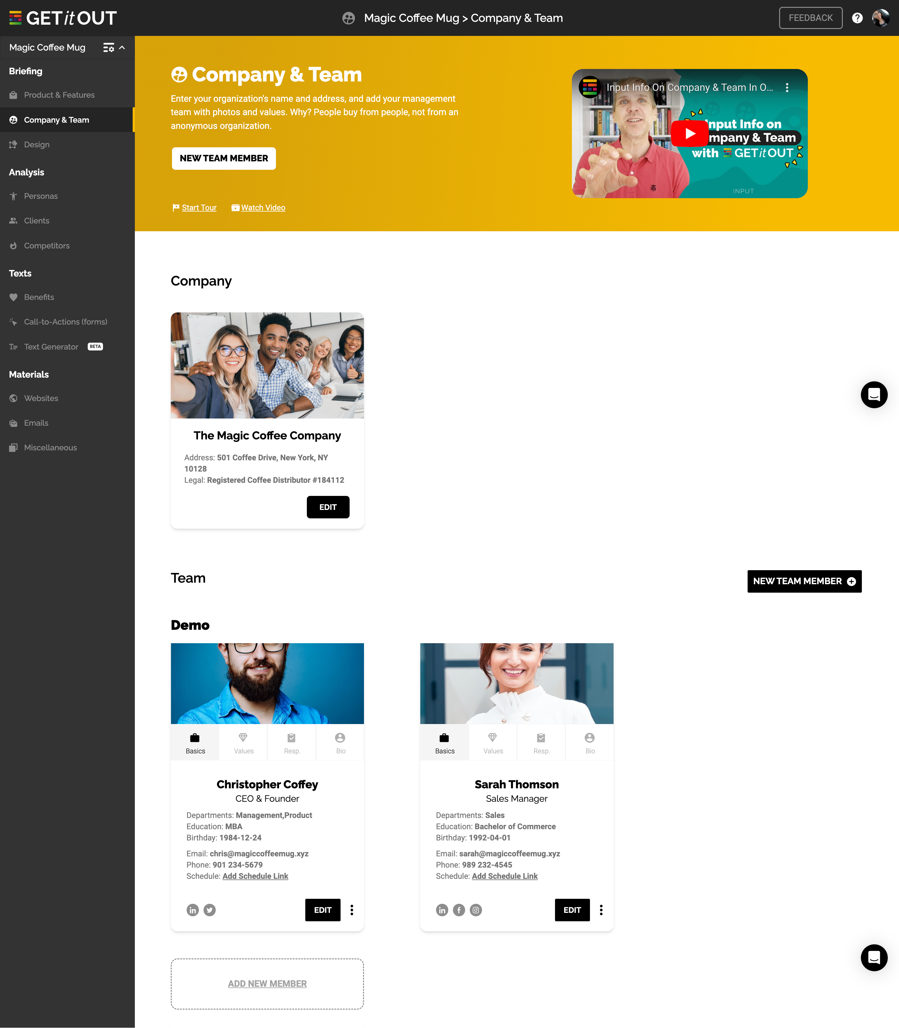 GETitOUT screenshot: All Your Business & Team Info Finally in One Place