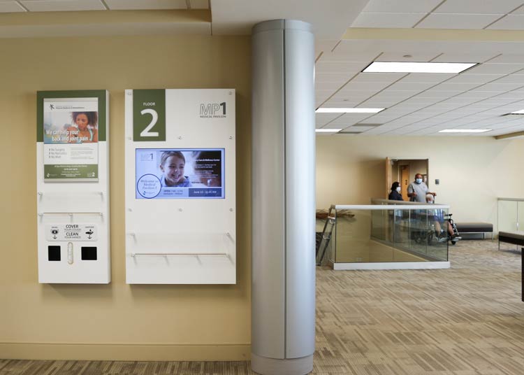 Digital signage kiosks are the perfect healthcare digital communications solution. Arreya's content builder can add interactive wayfinding maps to guide visitors to specific clinics. Customize digital content to meet the needs of each location.