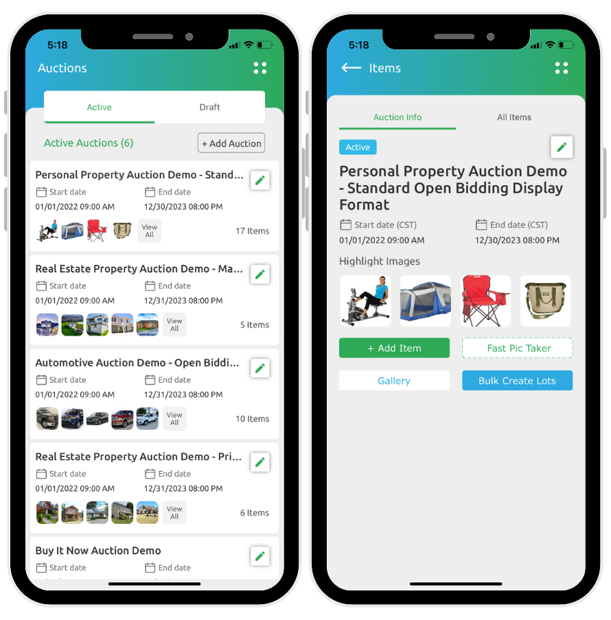 Build your auction all from our convenient Maxanet Mobile App! Add auctions, create inventory, write descriptions and take photos - right from your phone!