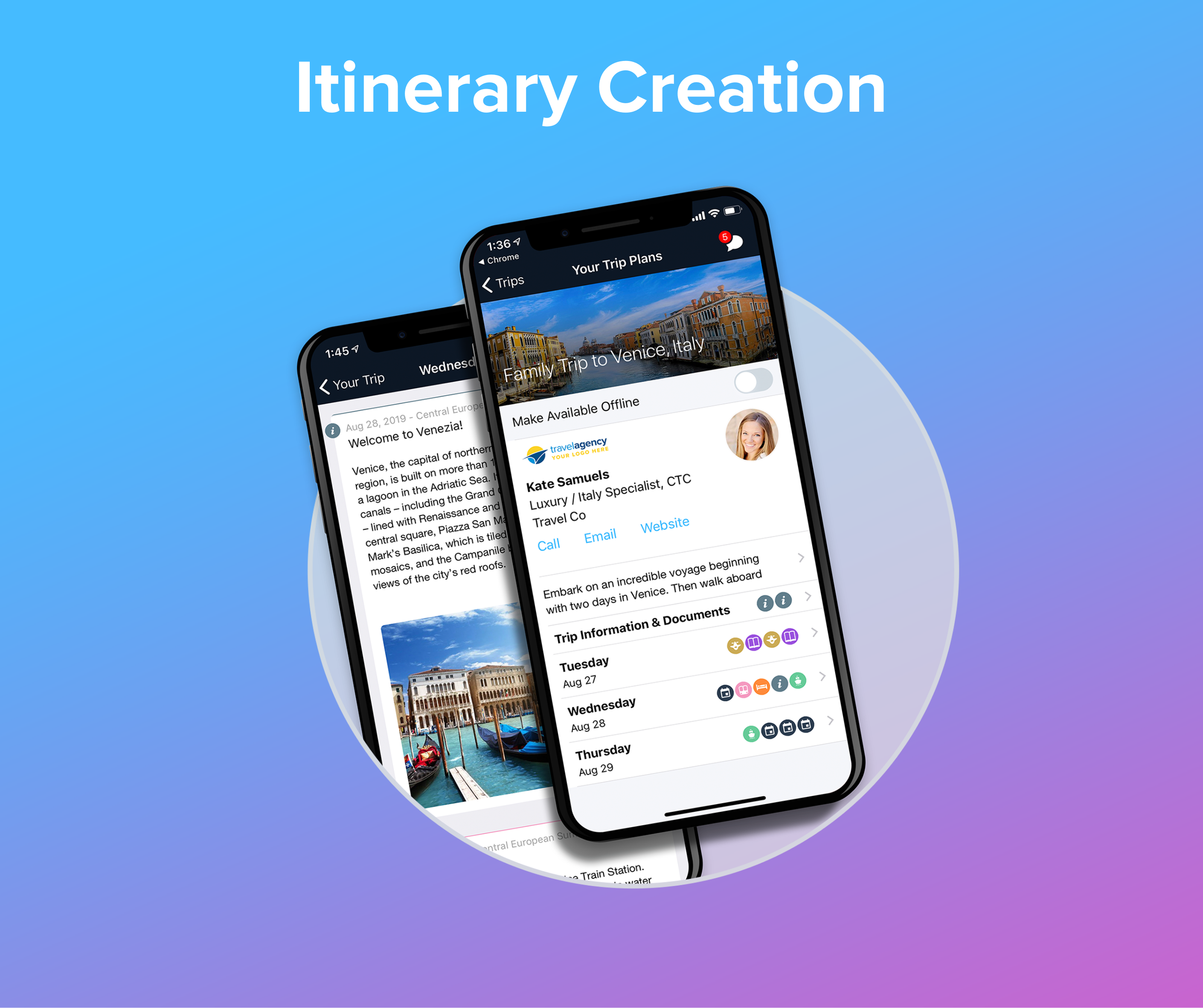 Travefy Agent screenshot: Itinerary Creation