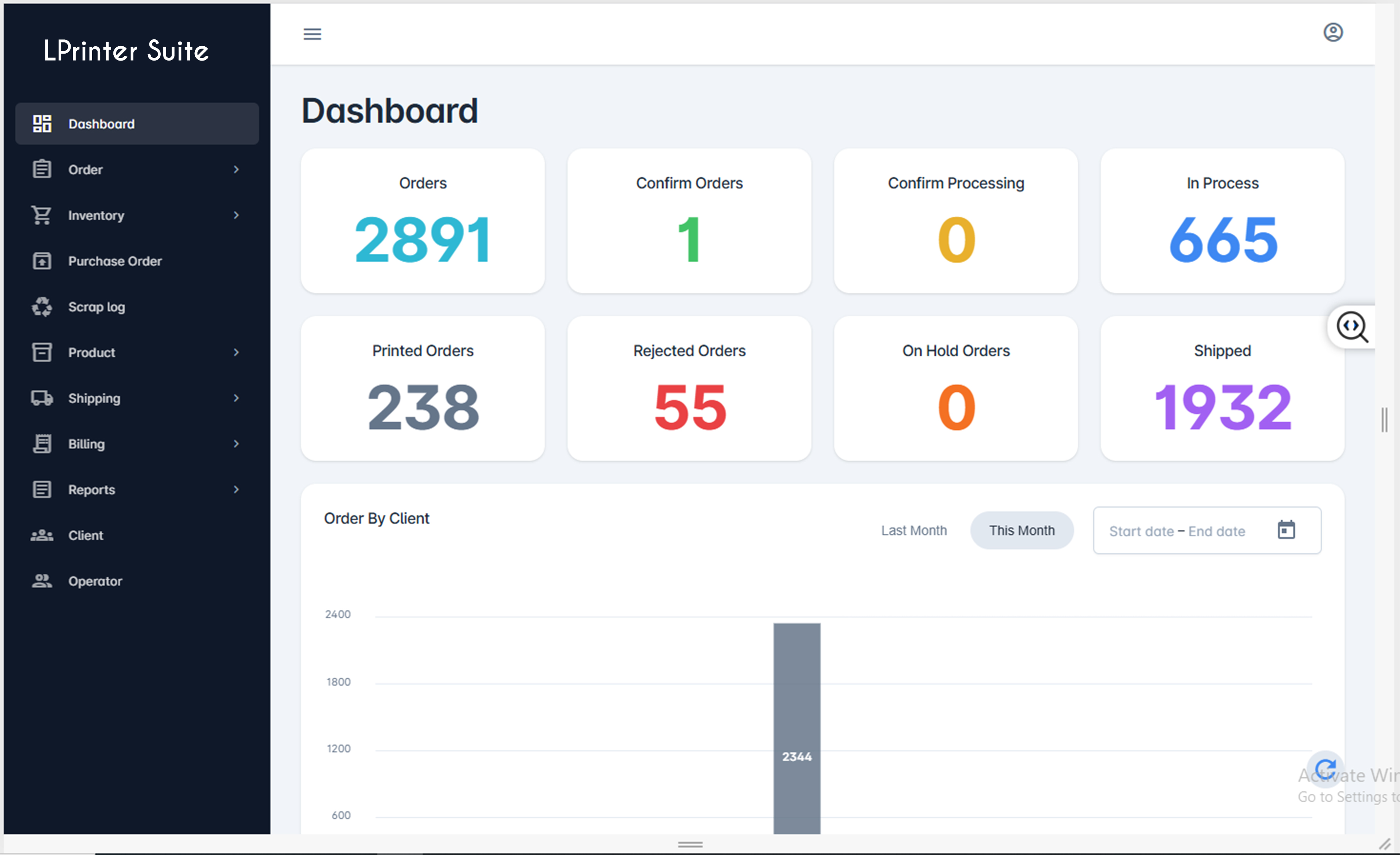 LPrinter Suite screenshot: LPrinter Suite dashboard