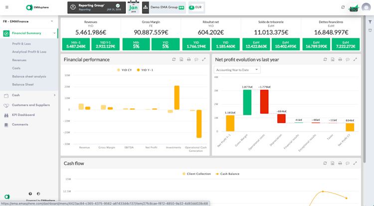 EMAsphere screenshot: Analyse your financial performances
