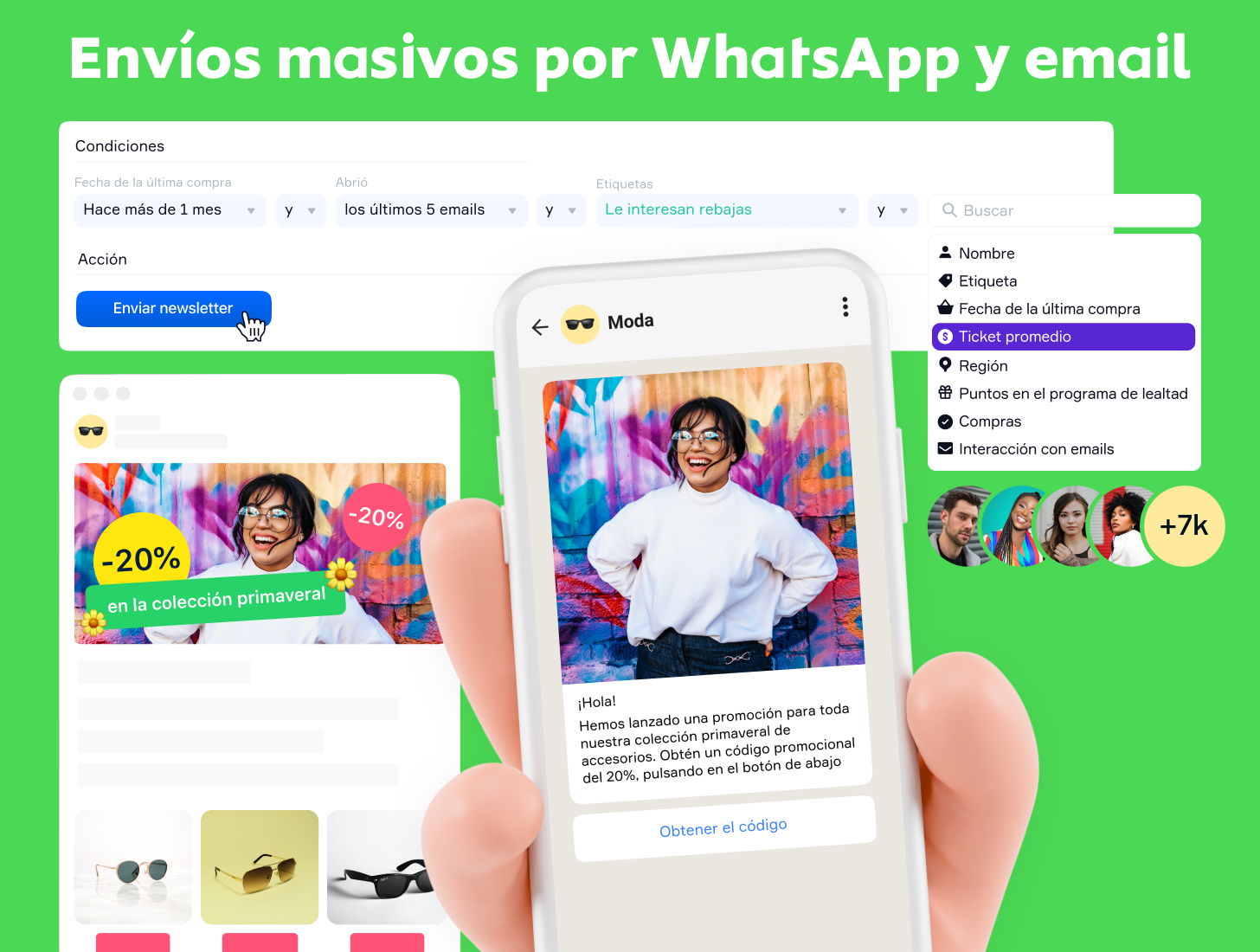 Envíos masivos por WhatsApp y email