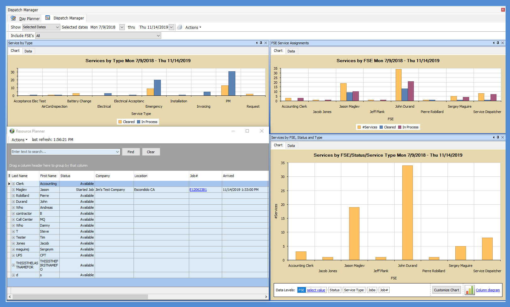 Workforce Mobilizer screenshot: Dispatch Management