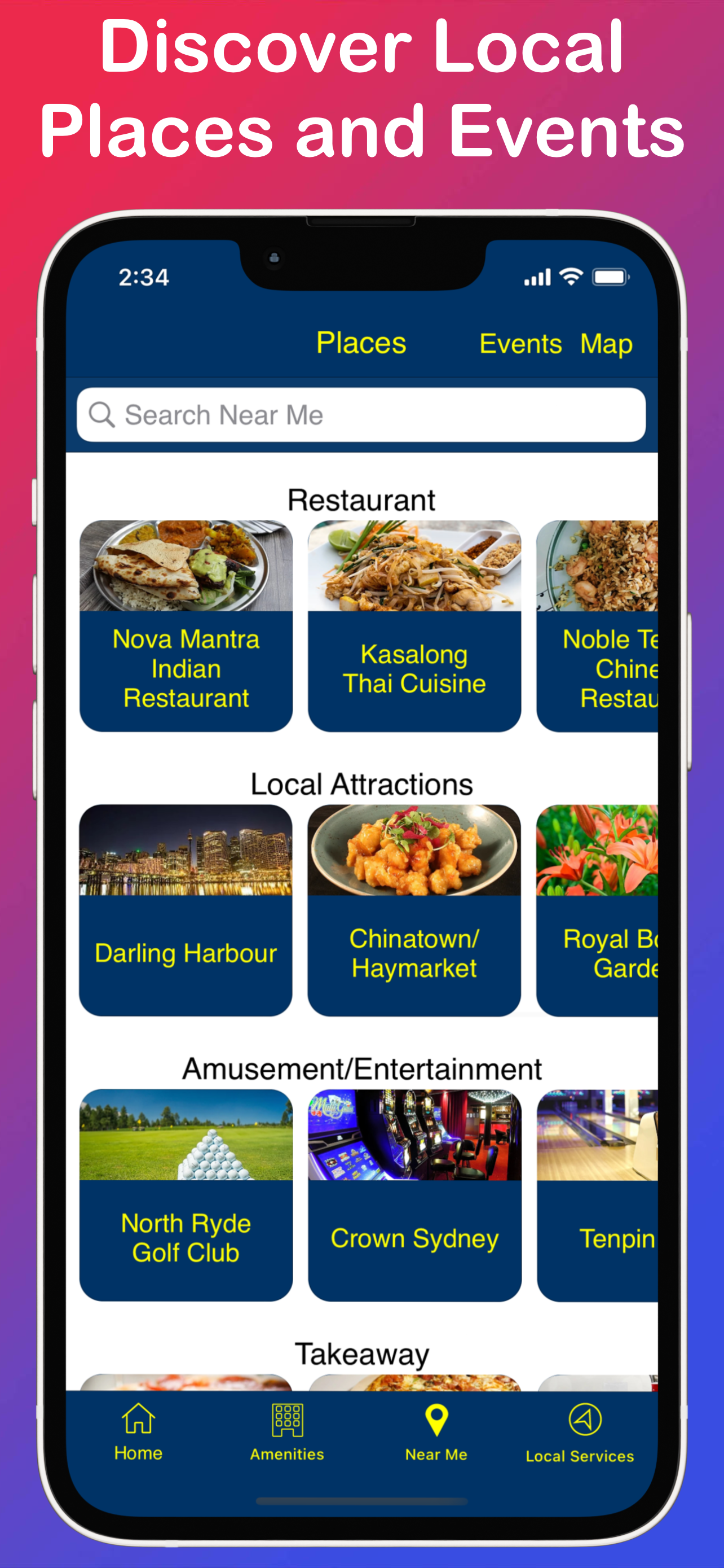 Hinfo Guest Digital Compendium - Mobile App on iPhone 13 Pro Max - Discover Local Places and Events