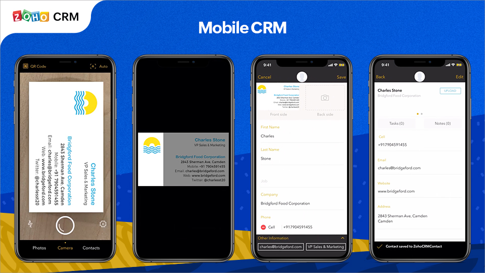 Scan and convert business cards into CRM contacts