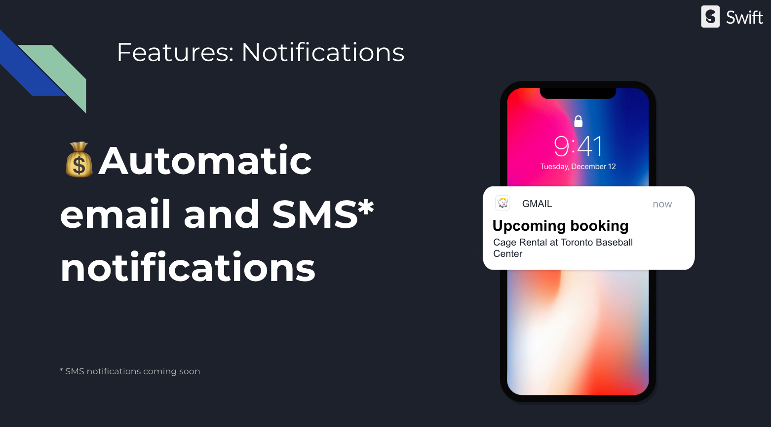 Reduce no-shows & keep your customers in the loop with automatic email and SMS notifications (including reminders 24 hours before their booking)