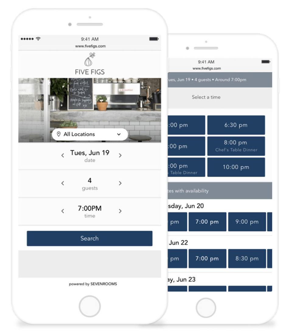 SevenRooms reservations screenshot