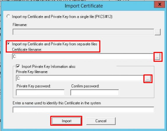 Titan FTP Server screenshot: Titan FTP Server certificate import
