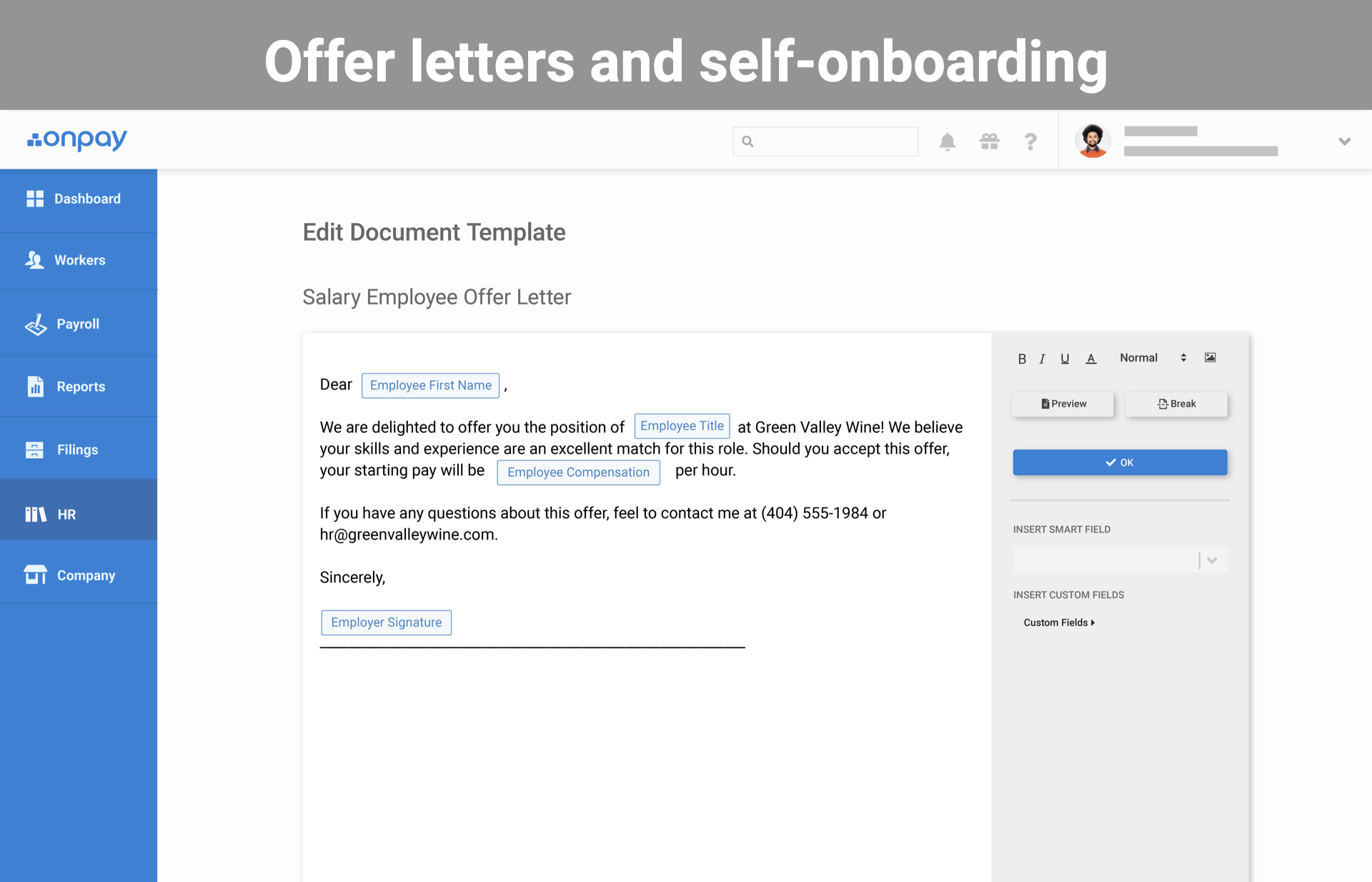 OnPay Software - Automated onboarding