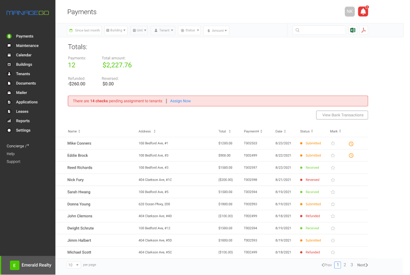 Payments on ManageGo