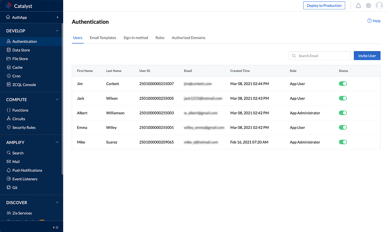 Catalyst screenshot: Catalyst User Authentication