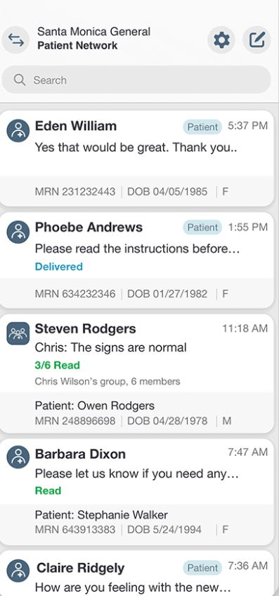TigerConnect Patient Messaging lets you send secure texts, see responses, and continue text conversations with patients. You can even send broadcast messages to large patient lists about office closures, vaccination reminders, etc.