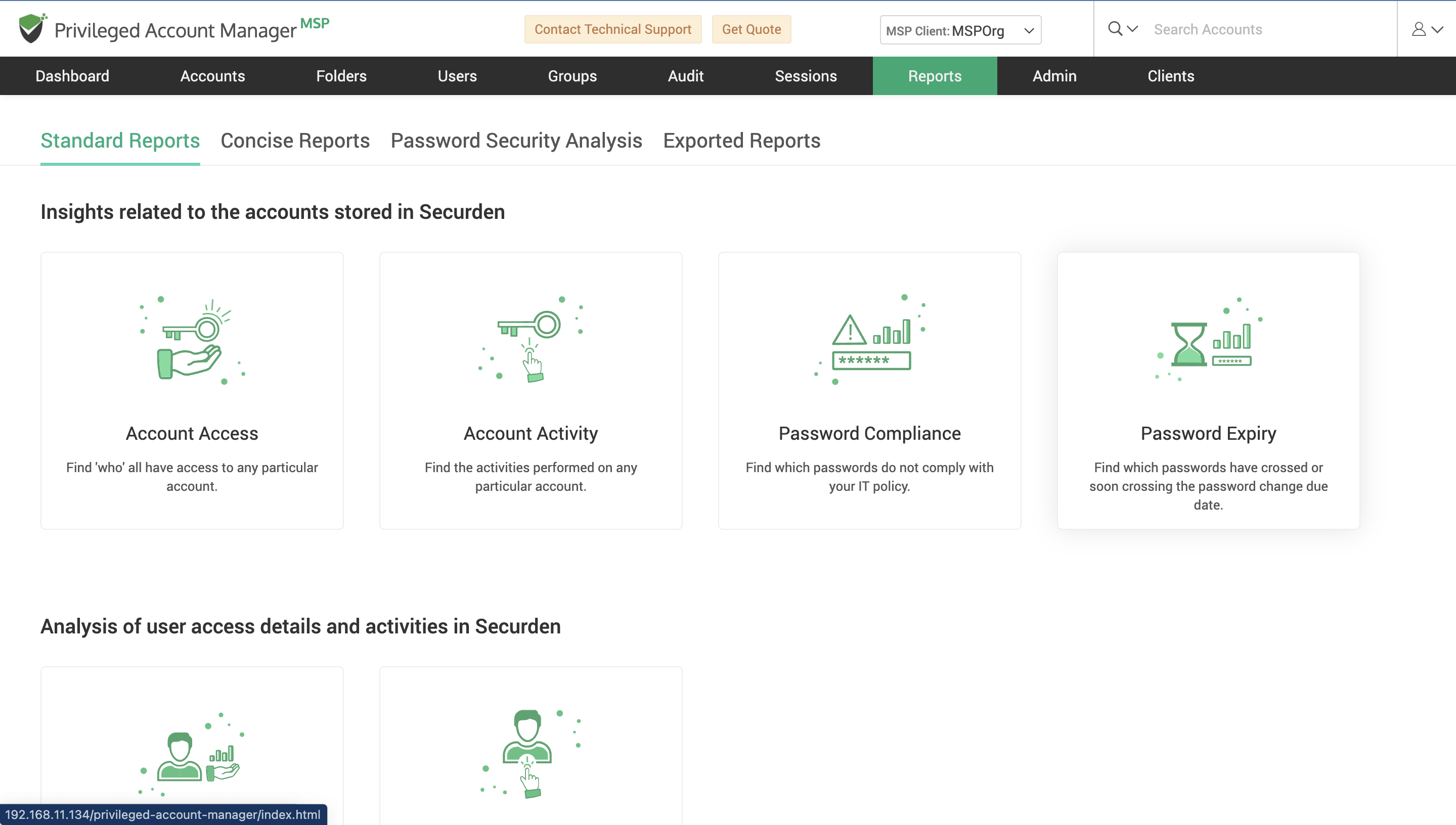 Unified PAM MSP Software - Unified PAM MSP Report