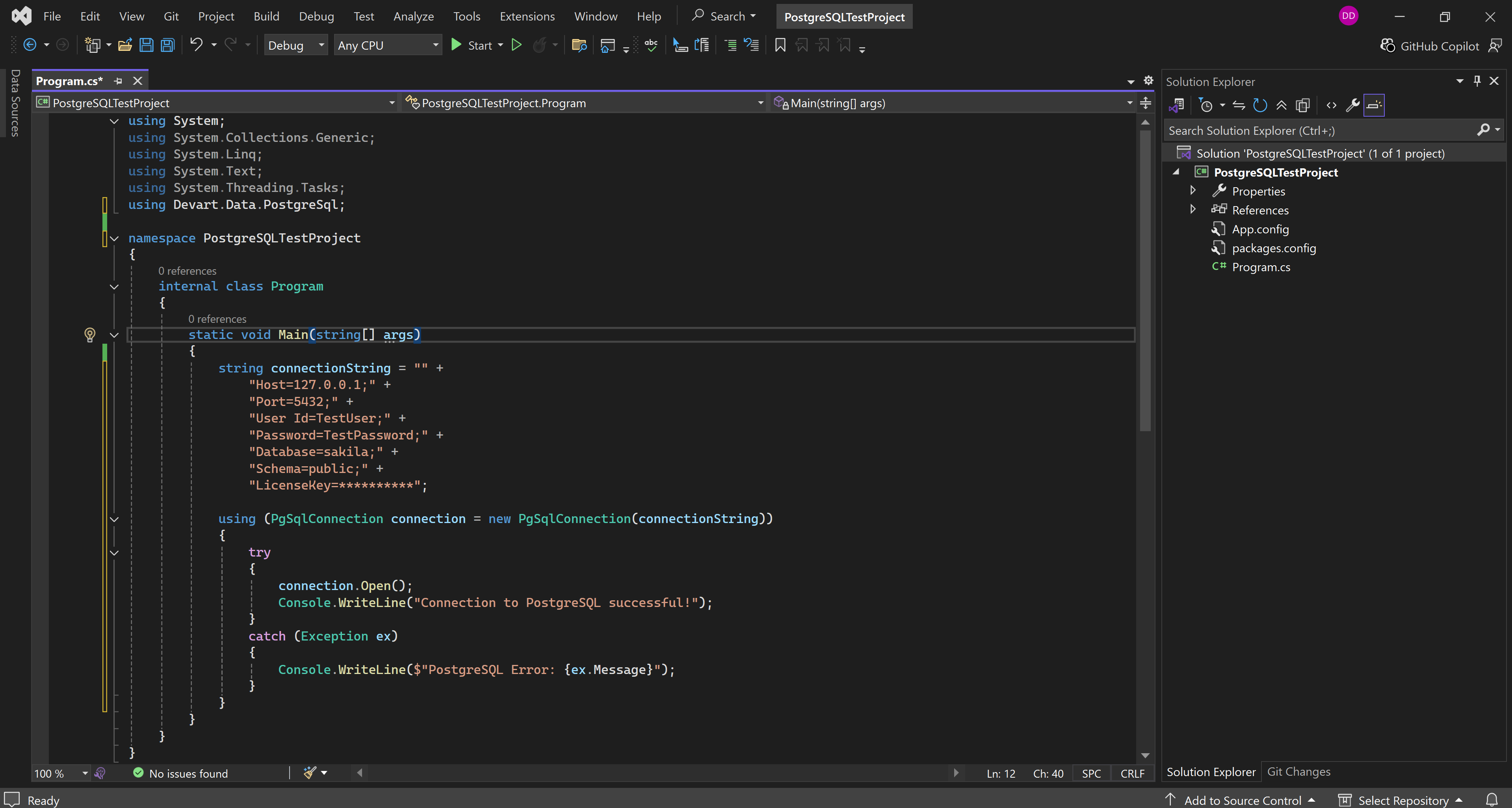 dotConnect for PostgreSQL screenshot: PostgreSQL Connection