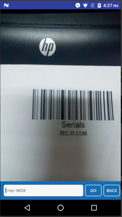 iM3 SCM Suite barcode scanning screenshot