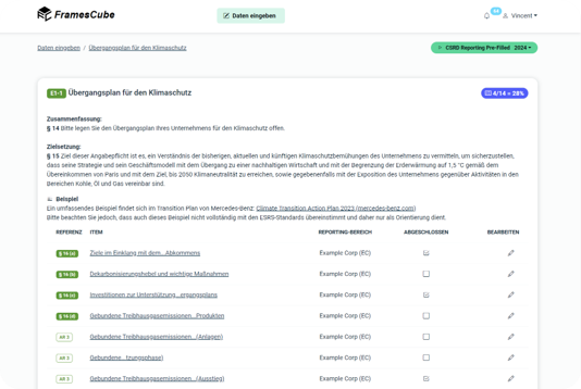 CONSUST FramesCube screenshot: CSRD Datapoint Reporting