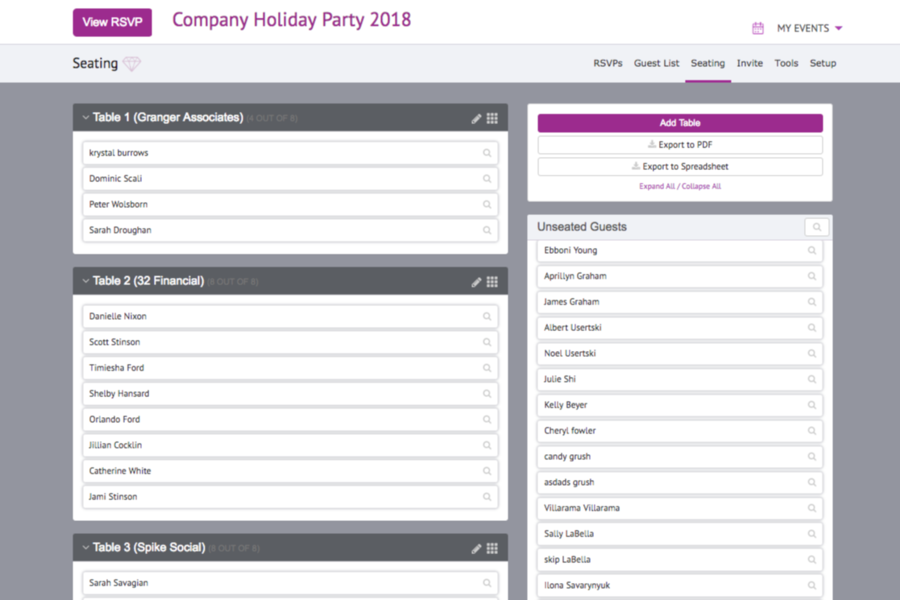 RSVPify drag-and-drop seating chart maker