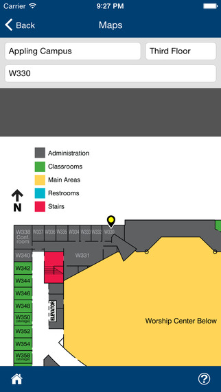 TouchPoint Software - Users can upload campus maps into TouchPoint, to assist members in finding their way to events