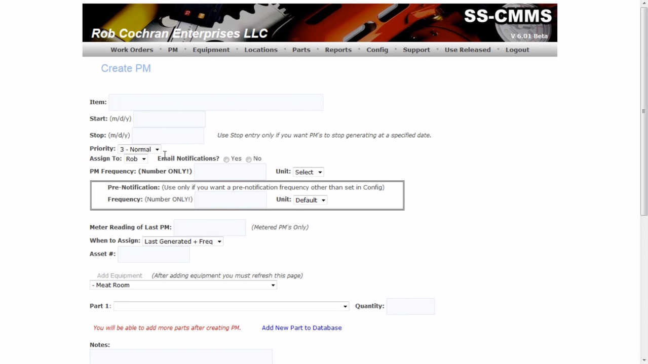 SS-CMMS Software - PMs can be generated automatically on schedule