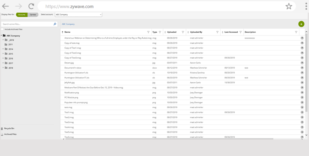 Zywave Agency Management screenshot: Zywave Agency Management documents