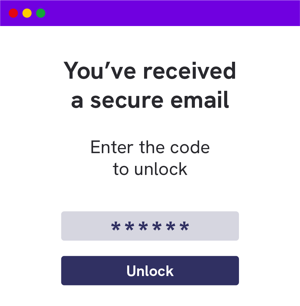 Secure email unlock code
