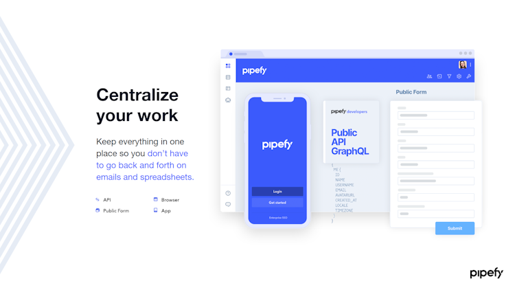 Pipefy screenshot: Centralize your work