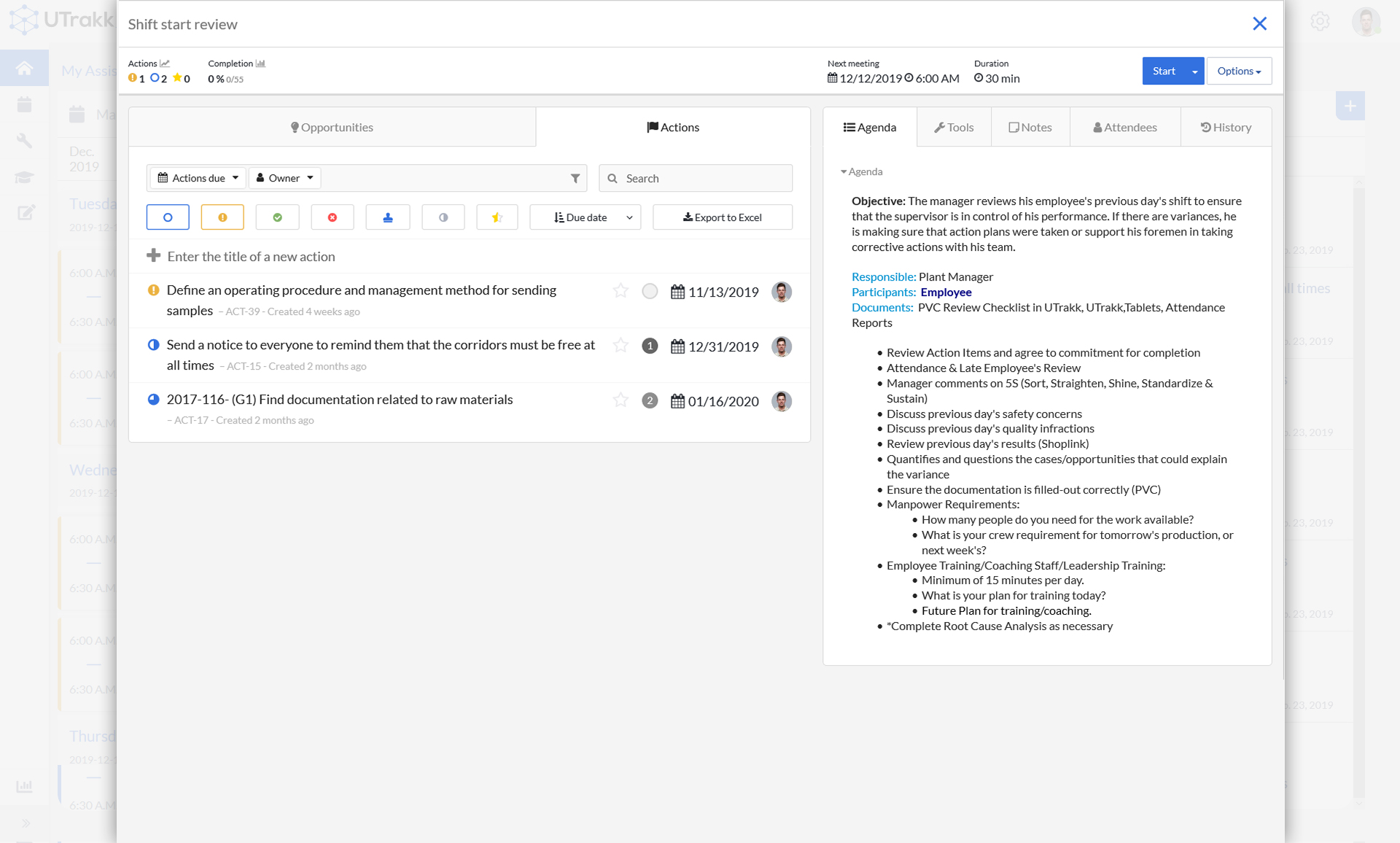 Ritual view - For recurring meetings
