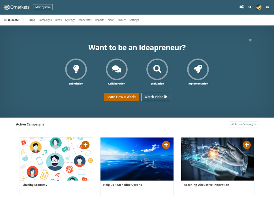 Qmarkets Idea Management Software - Qmarkets' Home Page