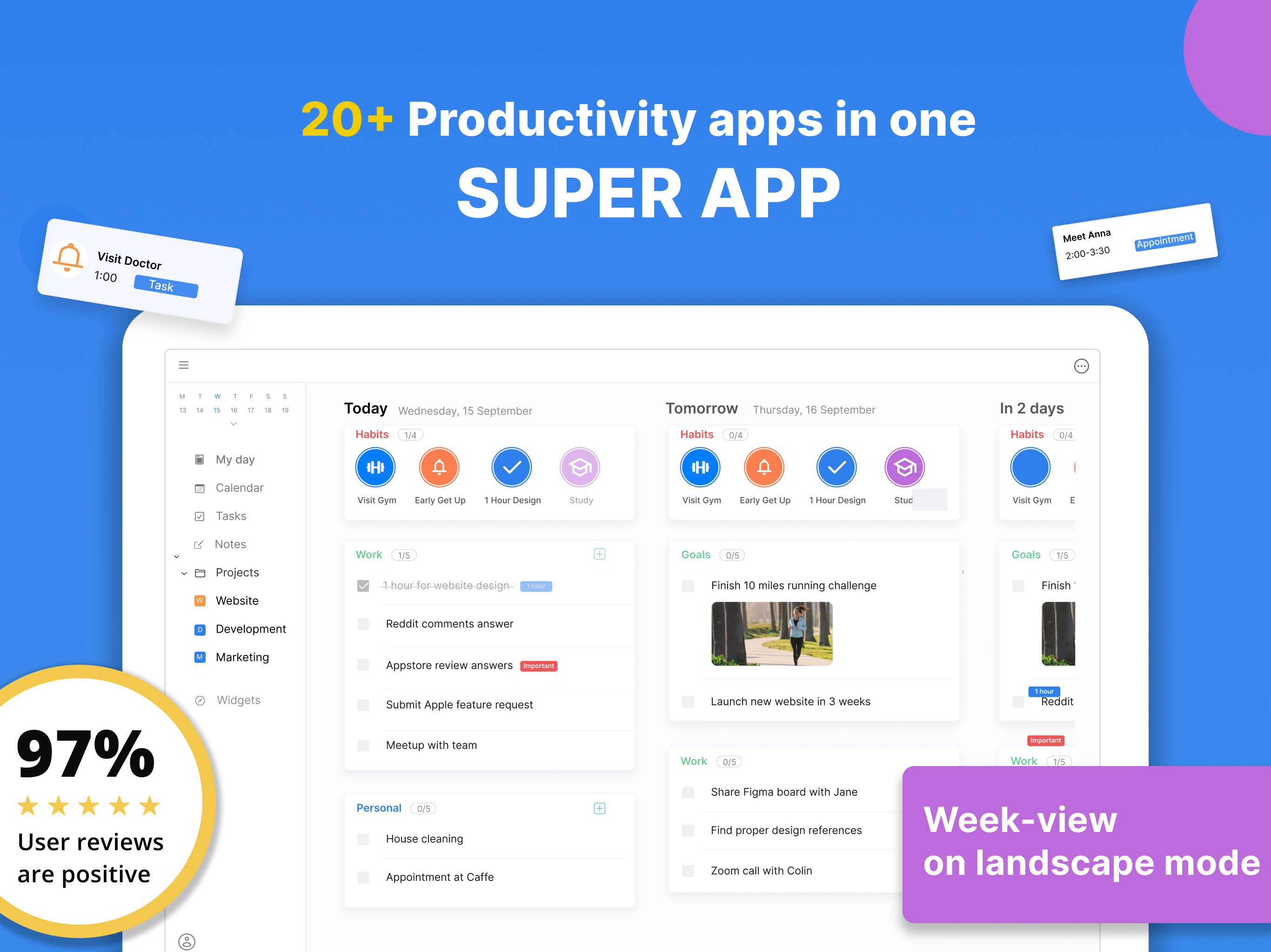 Brite screenshot: Brite week view