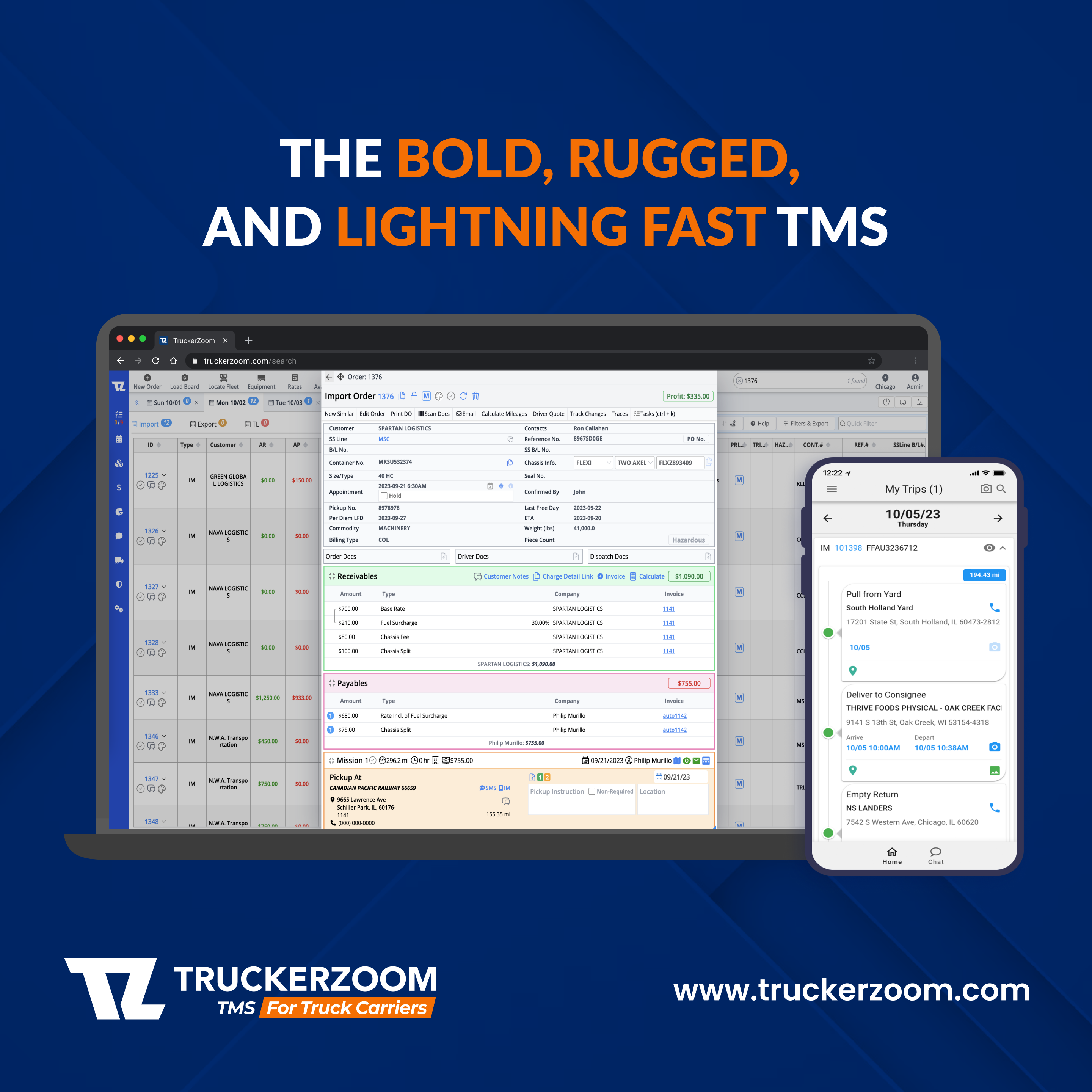 TruckerZoom screenshot: The TMS that excels at managing large drayage truck fleets