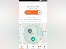 Celayix Software - Mobile users can be checked in remotely by simply entering a specific zone shown on the app's dashboard map