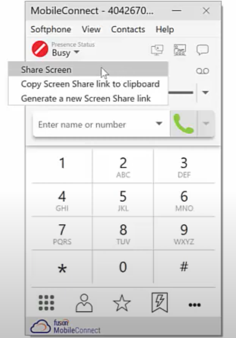 FusionWorks - MobileConnect share screen