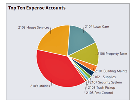 View the top ten expense accounts for the entire organization or for individual dimensions