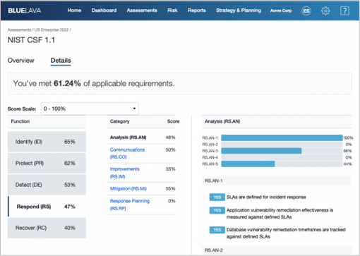 Blue Lava Software - NIST CSF Assessment for Incident Reporting