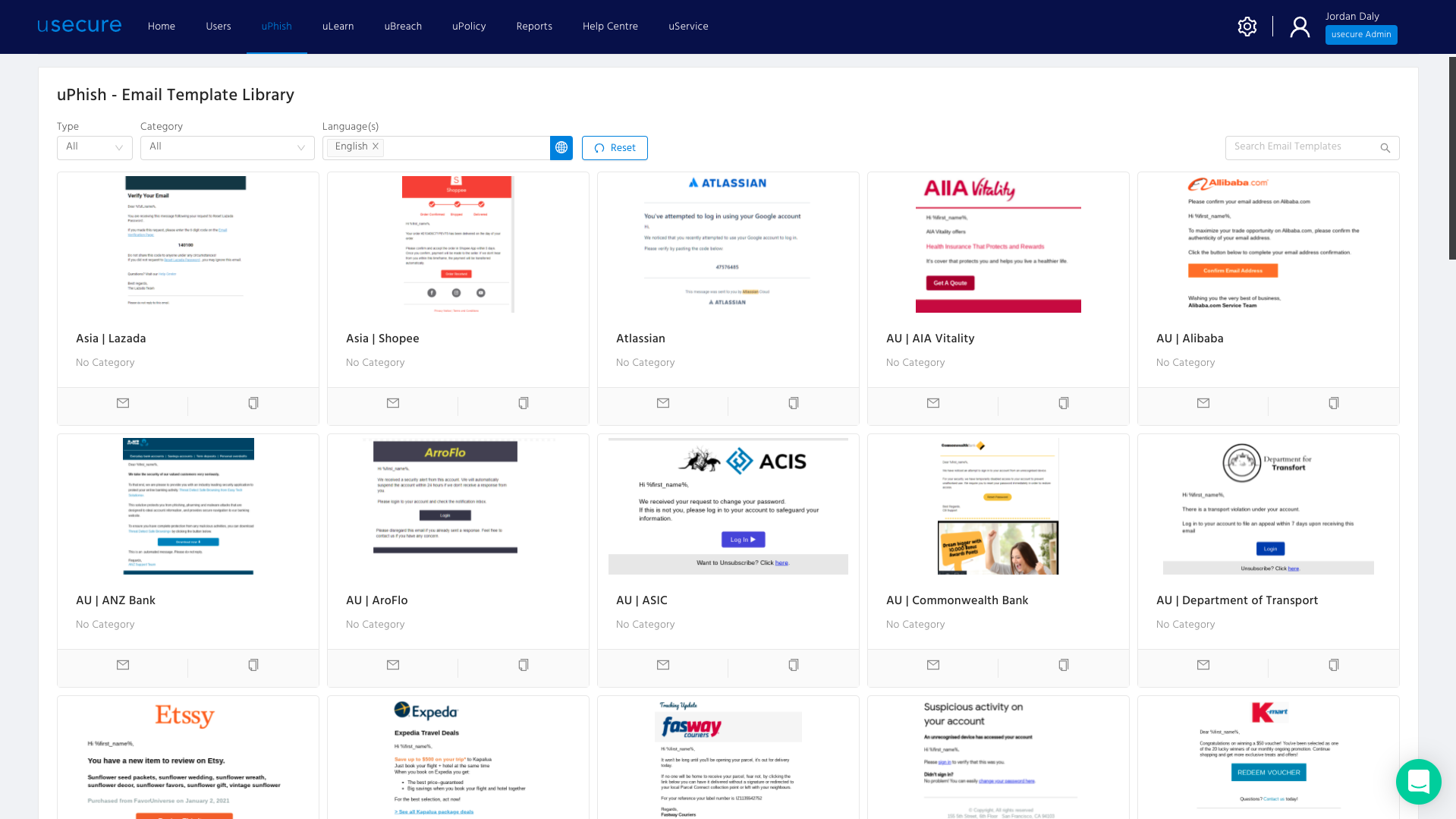 usecure Software - Phishing Template Library