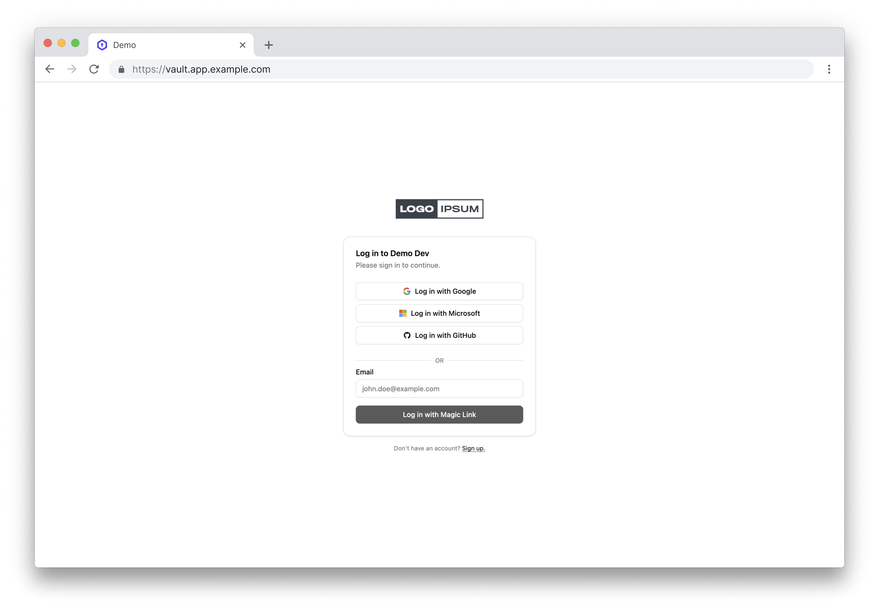 Tesseral screenshot: Tesseral launch login page