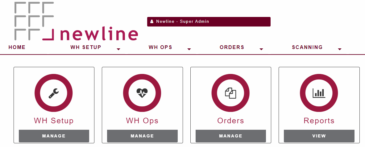 Newline WMS screenshot: Newlines WMS main dashboard