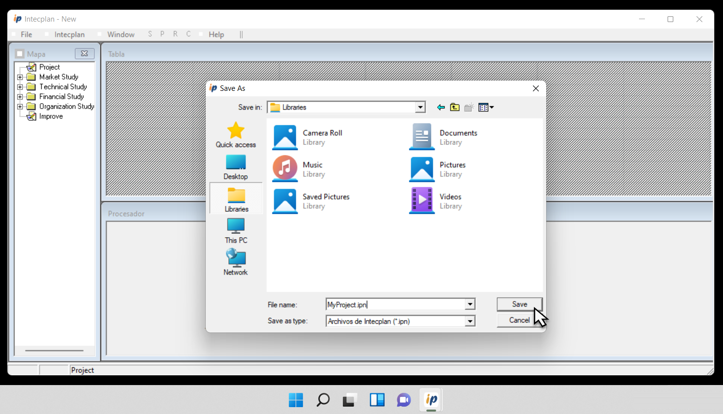 Intecplan Software - Save your project.  Save your files *.ipn  Intecplan resides on your PC, not in the cloud, so no one has access to your projects.