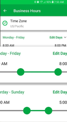 SmartLine  screenshot: SmartLine business hours setting