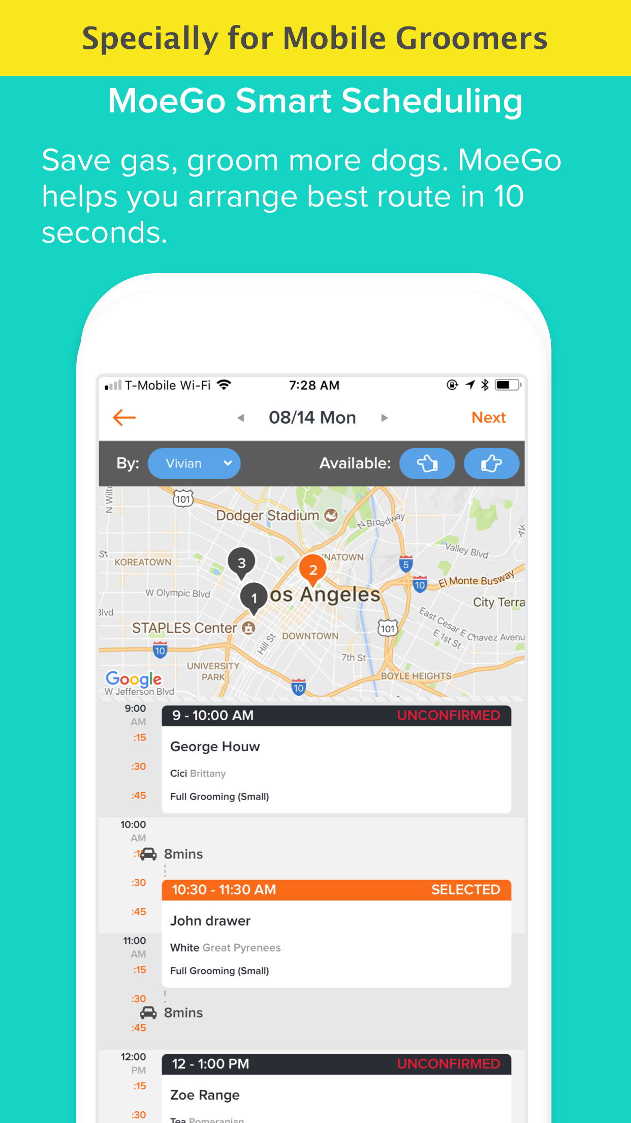 MoeGo Software - Smart scheduling (for mobile groomers)