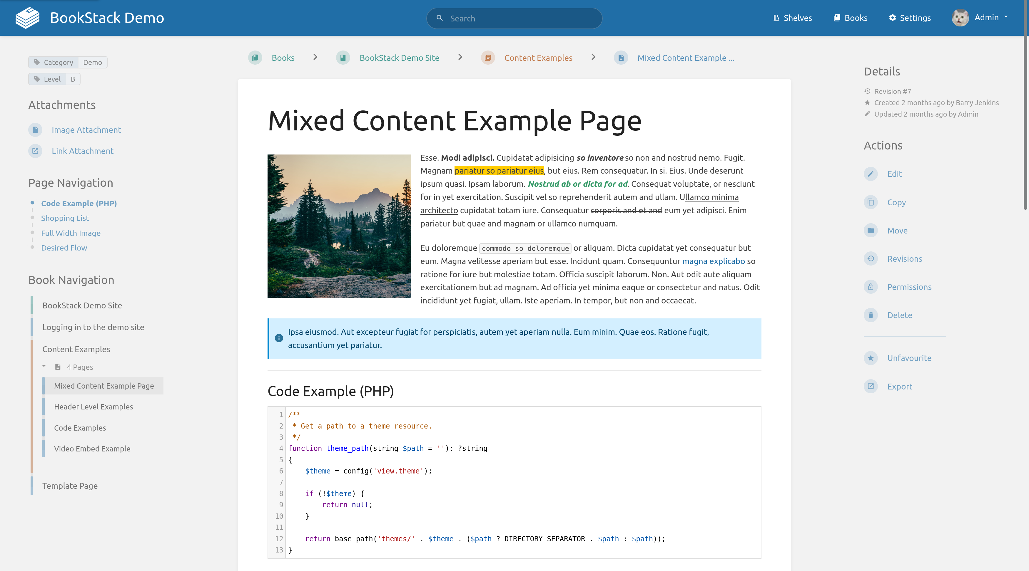 Page content example