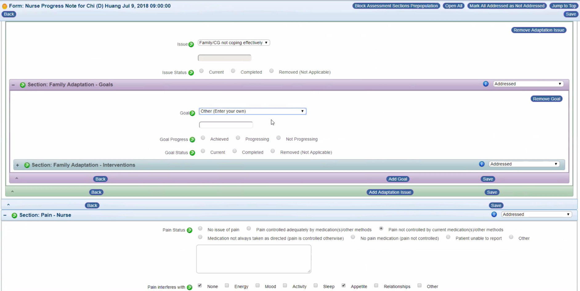 Care plans built within assessments