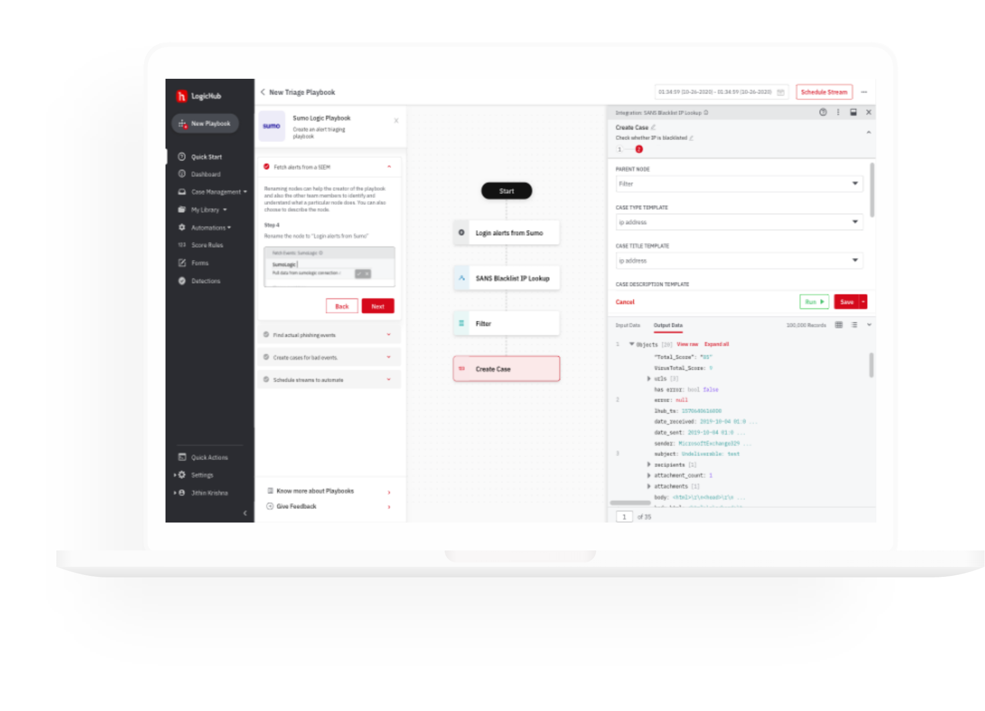 SOAR+ screenshot: LogicHub SOAR triage