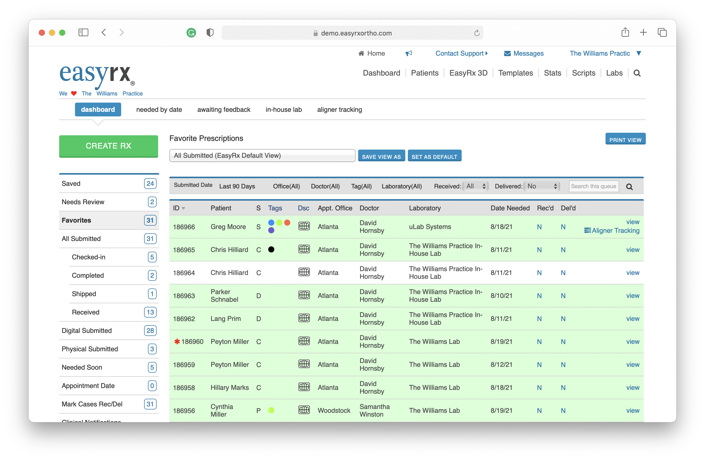 EasyRx screenshot: One application to manage all patient prescriptions and digital files, including 3D Model / STL files