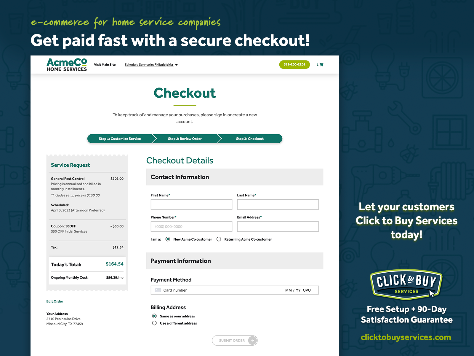 Click to Buy Services secure checkout