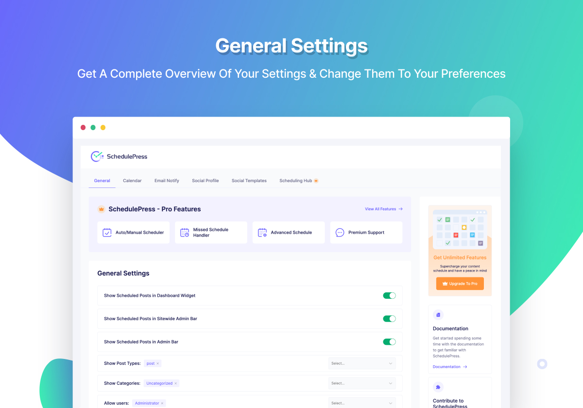 SchedulePress General Settings
