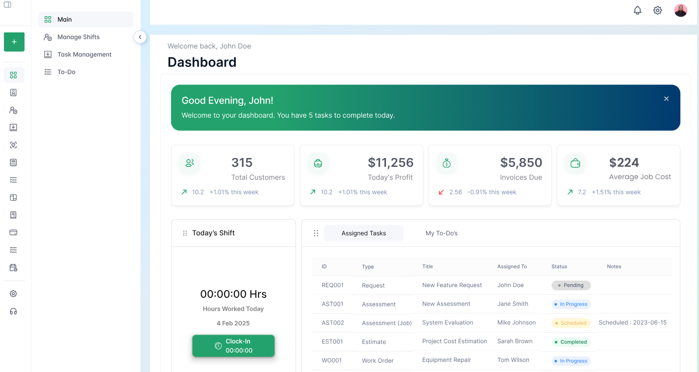 Cleri screenshot: Cleri dashboard
