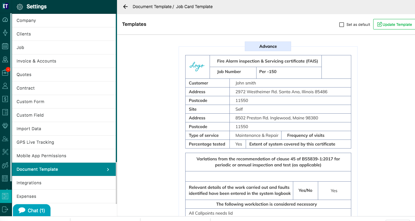 EyeOnTask Software - Create your own job card