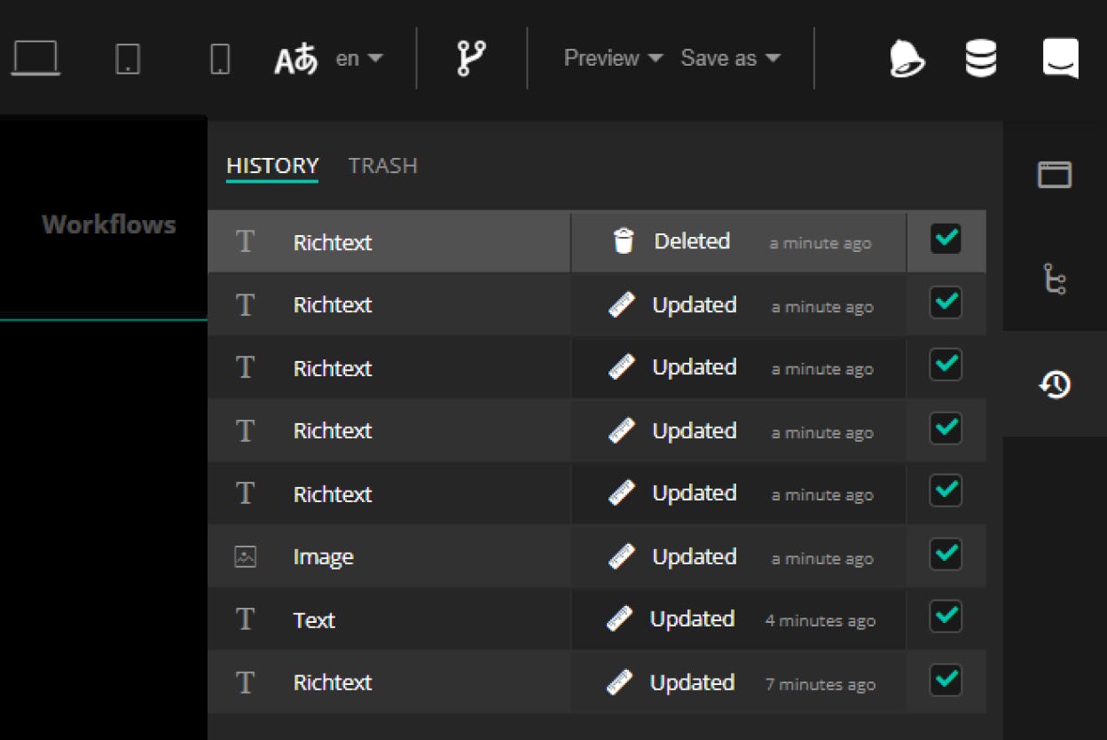 JUNE - Online Marketing Cloud Software - History: Always Keep Track Of Your Changes In The JUNE Editor